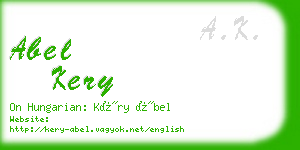 abel kery business card